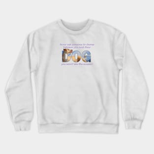Never ask someone to choose between you and their dog you won't like the answer - labrador oil painting word art Crewneck Sweatshirt